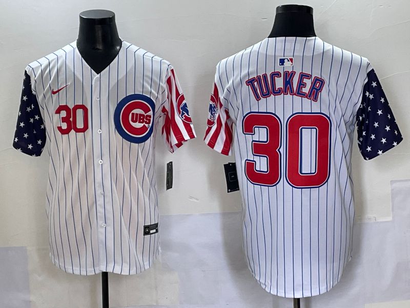 Men 2025 Chicago Cubs #30 Tucker White Stripe a generation of national flags Joint Name Nike MLB Jersey style 4->chicago cubs->MLB Jersey